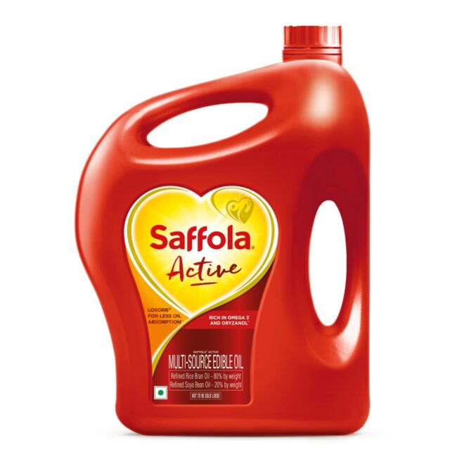 Saffola Active Refined Rice Bran & Soya Bean Multisource Edible Oil 5 L