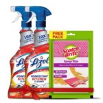 Lizol Orange Burst Disinfectant Kitchen Cleaner 2x450 ml + Scotch Brite Sponge Wipe