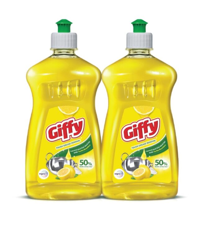 Giffy Concentrated Dish Wash Gel with Active Salt & Lemon 2x500 ml