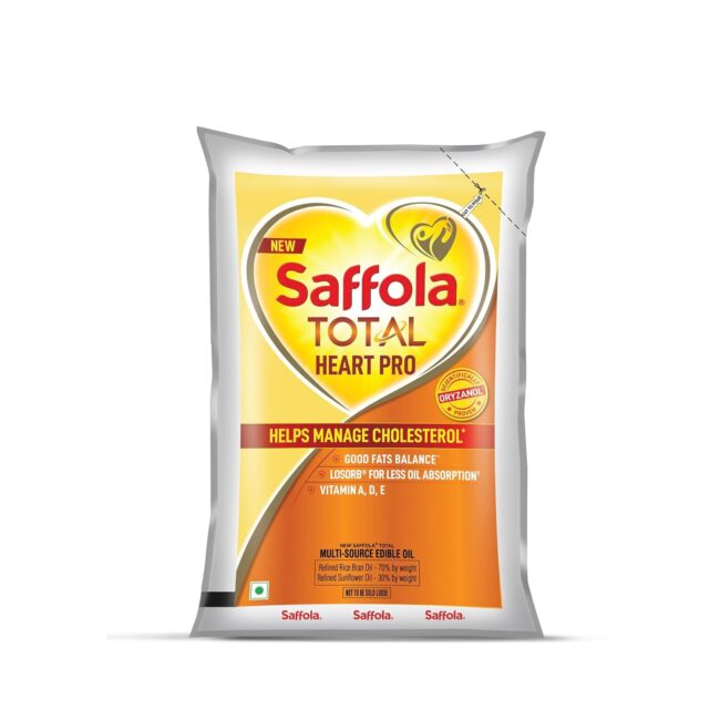 Saffola Total Heart Pro Refined Rice Bran & Safflower Seed Multi-Source Edible Oil 1 L