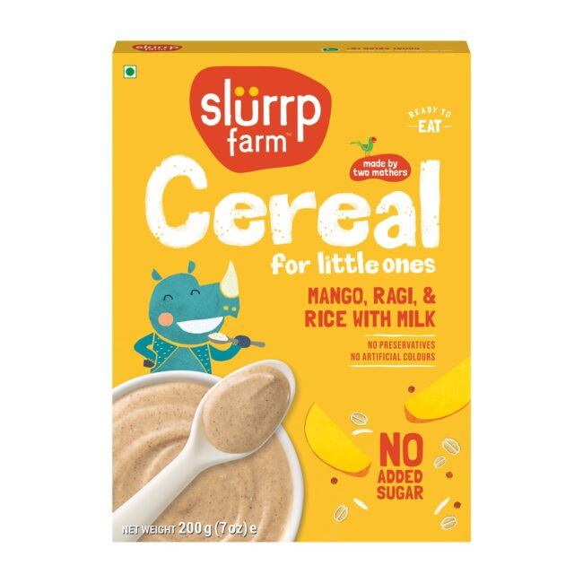 Slurrp Farm Mango, Ragi & Rice With Milk Cereal for Little Ones 200 g