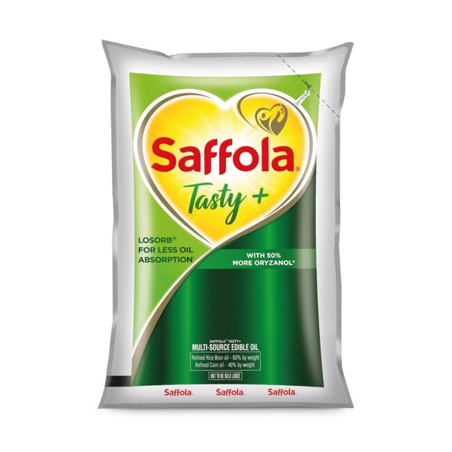 Saffola Tasty + Refined Rice Bran & Corn Multi-Source Edible Oil 1 L
