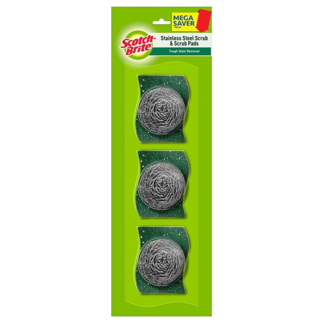 Scotch-Brite Stainless Steel Scrub & Super Strong Scrub Pad Pack of 3