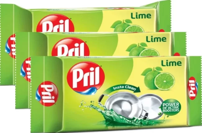 Pril Lime Insta Clean Dishwash Bar 3x400 g
