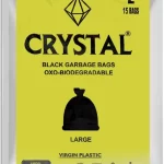 Crystal Oxo-Biodegradable Black Garbage Bags Large 15 Bags