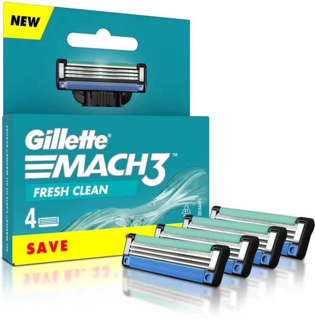Gillette Mach 3 Fresh Clean Cartridges Pack of 4